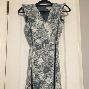 Ann Taylor LOFT Women's Floral Blue Dress Petite, Sz SP